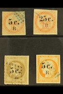 REUNION  1885/6 5c On 40c Vermilion (Eagle) To 5c On 40c Pale Orange (Ceres), Yv 3/6, Couple Trivial Faults Otherwise Ve - Autres & Non Classés