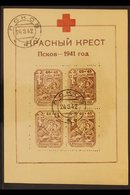 RUSSIA - OCCUPATION OF PLESKAU (PSKOW)  1942 (March) Red Cross Miniature Sheet On Yellowish Paper With 60+40k "Mary And  - Other & Unclassified