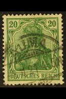 1920-21  20pf Dunkleblaugrun Germania, Michel 143c, Fine Used With Fully Dated Cds Cancel, Shade Identified & Expertized - Sonstige & Ohne Zuordnung