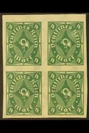 1922-23  4m Deep Green IMPERF (Michel 226a U, SG 206a), Never Hinged Mint IMPERF BLOCK Of 4, Fresh & Attractive. (4 Stam - Sonstige & Ohne Zuordnung