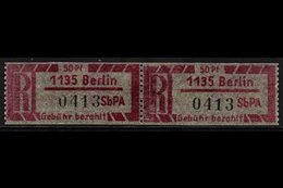 EINSCHREIBEMARKEN (REGISTERED LETTER STAMPS)  1967 50pf Red-carmine On Thin Translucent Pergamin paper Perf 12½ With 113 - Andere & Zonder Classificatie