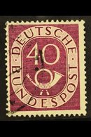 1951-52 RARE VARIETY.  40pf Purple Posthorn 'Zusatzliche Schraffe Vor Dem "S" Von "Post"' PLATE FLAW (position 34), Mich - Altri & Non Classificati