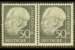 1954-61  50pf Slate-black Heuss (Michel 189x, SG 1115), Never Hinged Mint HORIZONTAL PAIR, Very Fresh. (2 Stamps) For Mo - Other & Unclassified