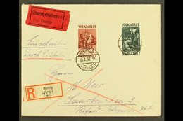 1930  Three Registered And/or Express Covers, One Bearing 1929 50c & 1.50f Christmas Charity With "Ottweiler" Cds's, One - Other & Unclassified