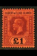 1912-24  £1 Purple And Black On Red, SG 24, Very Fine Mint, Superb. For More Images, Please Visit Http://www.sandafayre. - Gilbert- Und Ellice-Inseln (...-1979)