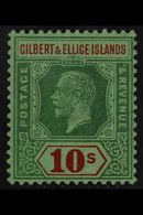 1922-27  10s Green And Red On Emerald, SG 35, Never Hinged Mint. For More Images, Please Visit Http://www.sandafayre.com - Gilbert- Und Ellice-Inseln (...-1979)