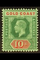 1913-21  10s Green And Red On Green, SG 83, Fine Mint.  For More Images, Please Visit Http://www.sandafayre.com/itemdeta - Gold Coast (...-1957)