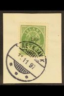 1897  5aur Green, Perf 12¾x12¾,  Overprinted "prir" In Small Black Letters, Fac. 36, Superb Used On Piece. For More Imag - Otros & Sin Clasificación