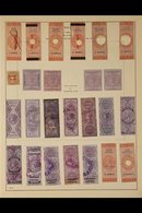 REVENUES  1860's-1910's Interesting Old Time Mostly Used Collection On Pages, Includes COURT FEES Many Overprints On Tal - Sonstige & Ohne Zuordnung