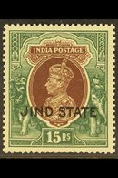 JIND  1937-38 KGVI 15r Brown & Green, SG 125, Never Hinged Mint. For More Images, Please Visit Http://www.sandafayre.com - Otros & Sin Clasificación