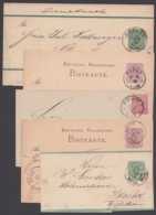 5 Versch. Bedarfs-GS "Pfennig/Pfennige" - Cartoline