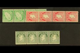 1934 COIL STAMPS  Fine Mint Strips Of Four Of ½d (3 Are Nhm), 1d (3 Are Nhm) And 2d (2 Are Nhm), SG 71a, 72c, 74a. (3 St - Otros & Sin Clasificación
