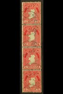 1940 COIL STAMP  1d Carmine, Perf 14 X Imperf, SG 112b, Fine Cds Used Strip Of Four. For More Images, Please Visit Http: - Otros & Sin Clasificación