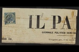 NAPLES  1860 ½t Deep Blue "Trinacria", Sass 15,  Tied To 17th Nov 1860 Header From "Il Paese" Newspaper. Clear To Large  - Zonder Classificatie