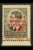 FIUME & KUPA ZONE  1941 25p Black DOUBLE OVERPRINT - One In Silver And The Other Inverted In Red, Sassone 1c, Fine Mint  - Unclassified