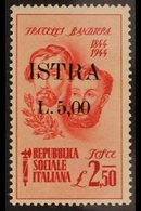 ISTRIA (POLA)  1945 5L On 2.50L Carmine Bandiera With Local "ISTRA" Overprint, Sassone 33, Never Hinged Mint, Expertized - Unclassified