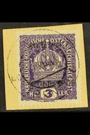 TRENTINO-ALTO ADIGE  19183h Violet, Variety "overprint Inverted", Sass 1b, Very Fine Used On Piece, Signed Sorani. Cat € - Sin Clasificación