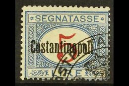 CONSTANTINOPLE  POSTAGE DUE 1922 2L Blue And Carmine, Sassone 6 (SG D105), Fine Used, Signed Sorani, E. Diena & Oliva. R - Autres & Non Classés
