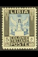 LIBYA  1937 5L Blue & Black Pictorial Perf 11 (Sassone 144, SG 60a), Very Fine Lightly Hinged Mint, Very Fresh, Good Cen - Autres & Non Classés