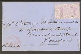 1878  (Aug) Envelope Large Part Front & Back To London, Bearing 6d Pair Tied A60 Cancels, Ocho Rios Cds Alongside And On - Jamaica (...-1961)