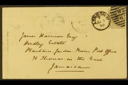 1878  (June 1) Attractive Incoming Cover To Jamaica Bearing GB 6d Grey (SG 147), Plate 15, Tied By Neat London W Duplex, - Jamaïque (...-1961)