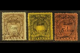 1895  ½a, 2½a, And 3a Handstamped "BRITISH EAST AFRICA", SG 33, 36, And 37, Fine Used. (3 Stamps) For More Images, Pleas - Vide