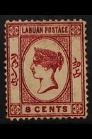 1880-82  8c Carmine Watermark Reversed, SG 7, Mint, Showing Minor Doubling (kiss Print) Of The Entire Design, Aged Gum B - Nordborneo (...-1963)