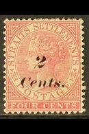 1883  2c On 4c Rose, SG 61, Fine Mint. For More Images, Please Visit Http://www.sandafayre.com/itemdetails.aspx?s=630469 - Straits Settlements