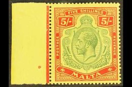 1914 - 21  5s Green And Red On Yellow, Wmk MCA, Very Fine Marginal NHM. For More Images, Please Visit Http://www.sandafa - Malta (...-1964)