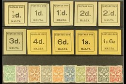 POSTAGE DUE  1925 COMPLETE KGV Mint Collection On A Stock Card Inc Typeset Set & Script Wmk Sideways Set, SG D1/20, Fine - Malte (...-1964)