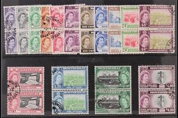 1953-62  Definitives Set, SG 136b/49a, In Vertical Pairs, Very Fine Used. (15 Pairs) For More Images, Please Visit Http: - Montserrat