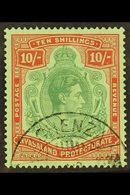 1938-44  10s Ordinary Paper, Bluish Green & Brown-red/pale Green, SG 142a, Very Fine Used For More Images, Please Visit  - Nyasaland (1907-1953)