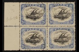 1907-11  2½d Black & Dull Blue Lakatoi Wmk Sideways Perf 11, SG 62, Fine Cds Used Left Marginal BLOCK Of 4 (positions 11 - Papouasie-Nouvelle-Guinée