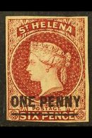 1863  1d Lake With Surcharge Type A, SG 3, Very Fine Unused With 3+ Margins, Just Touching At Lower Left For More Images - Isla Sta Helena