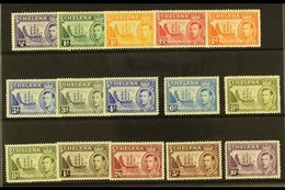 1938-44  Pictorial Definitive Set Plus 8d Listed Shade, SG 131/40, Fine Mint (15 Stamps) For More Images, Please Visit H - Isola Di Sant'Elena