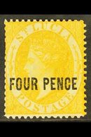 1882  4d Yellow, Wmk CA, Perf 14, SG 27, Fresh Mint, Trimmed Perfs At Left. Cat £300 For More Images, Please Visit Http: - St.Lucia (...-1978)