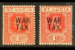 1916  (June) 1d Scarlet & 1d Carmine-red "War Tax" Overprints Both Listed Shades, SG 89 & 89b, Very Fine Mint, Fresh. (2 - Ste Lucie (...-1978)