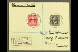 1933  6d Carmine & 1½d Slate, SG 119, 135, 7½d Franking On Registered Cover To Switzerland, Tied By Apia 30.12.33 Postma - Samoa (Staat)