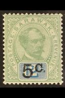 1889  5c On 12c Green And Blue (thick Overprint With Stop After "C"), SG 26, Mint Lightly Hinged. For More Images, Pleas - Sarawak (...-1963)