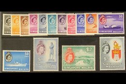 1955-59  Definitives Complete Set, SG 38/52, Very Fine Never Hinged Mint. (15 Stamps) For More Images, Please Visit Http - Singapour (...-1959)