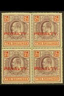 CAPE OF GOOD HOPE  REVENUE - 1911 2s Purple & Orange, Ovptd "PENALTY" In A BLOCK OF FOUR, Barefoot 4, Never Hinged Mint, - Ohne Zuordnung