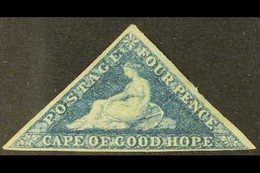 CAPE OF GOOD HOPE  1863-64 4d Blue Triangular, SG 19a, Mint With Clear To Good Margins And Large Part Gum, Light Bend. F - Zonder Classificatie