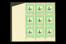 POSTAGE DUES  1971 4c Perf.14, Corner BLOCK Of 9, Rough Perfs, SG D74, Never Hinged Mint. For More Images, Please Visit  - Unclassified