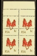 RSA VARIETY  1969 1c Rose-red & Olive-brown, Block Of 4 With EXTRA STRIKE OF COMB PERFORATOR, SG 277, Never Hinged Mint. - Ohne Zuordnung