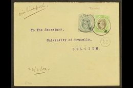 1912  Cover To Brussels, Franked Ed VII ½d Green And Black And 2d Slate Tied By "Bende X" Cds Cancels With Calabar Trans - Nigeria (...-1960)