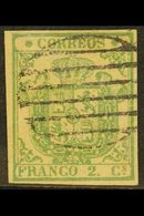 1854  2c Green Arms, Imperf On Thin Paper, SG 32 Or Michel 24w, Very Fine Used With Four Margins And Barred Cancel. For  - Altri & Non Classificati