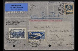 1934  Airmail Cover To Argentina, Bearing 1928-31 5f Landscapes (Michel 227), Plus 30c & 1f Stamps, Tied By "Fleurier" C - Sonstige & Ohne Zuordnung