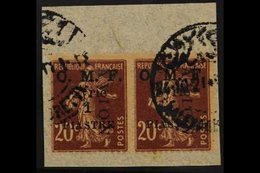 1921  1p On 20c Air Mail Surcharge, SG 86, Pair Fine Used On Piece. For More Images, Please Visit Http://www.sandafayre. - Syrie