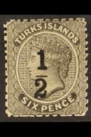 1881  "½" On 6d Black, SG 7, Fine Mint. For More Images, Please Visit Http://www.sandafayre.com/itemdetails.aspx?s=64386 - Turks E Caicos