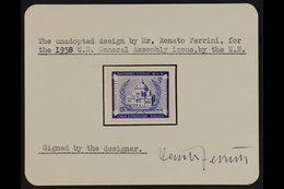 1958  U.N. General Assembly Buildings Issue UNADOPTED ESSAY Of A 3c Ultramarine Design Imperforate & Printed By Photogra - Other & Unclassified